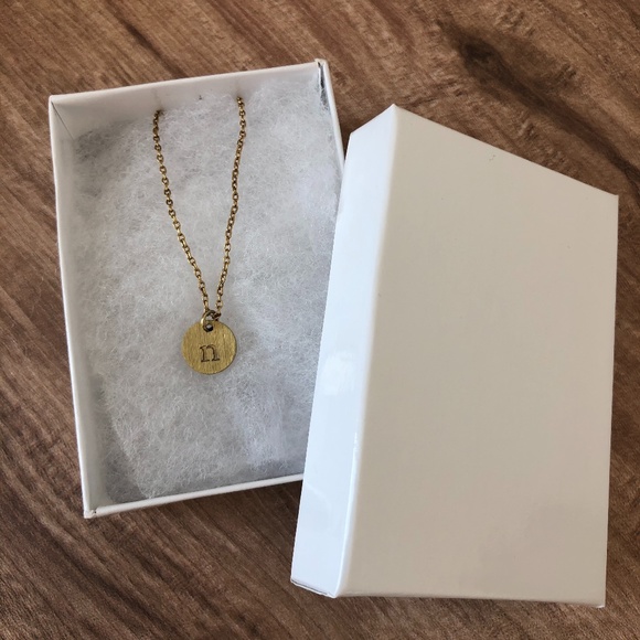 Letter "n" Gold/Brass Stamped Necklace - Picture 2 of 5